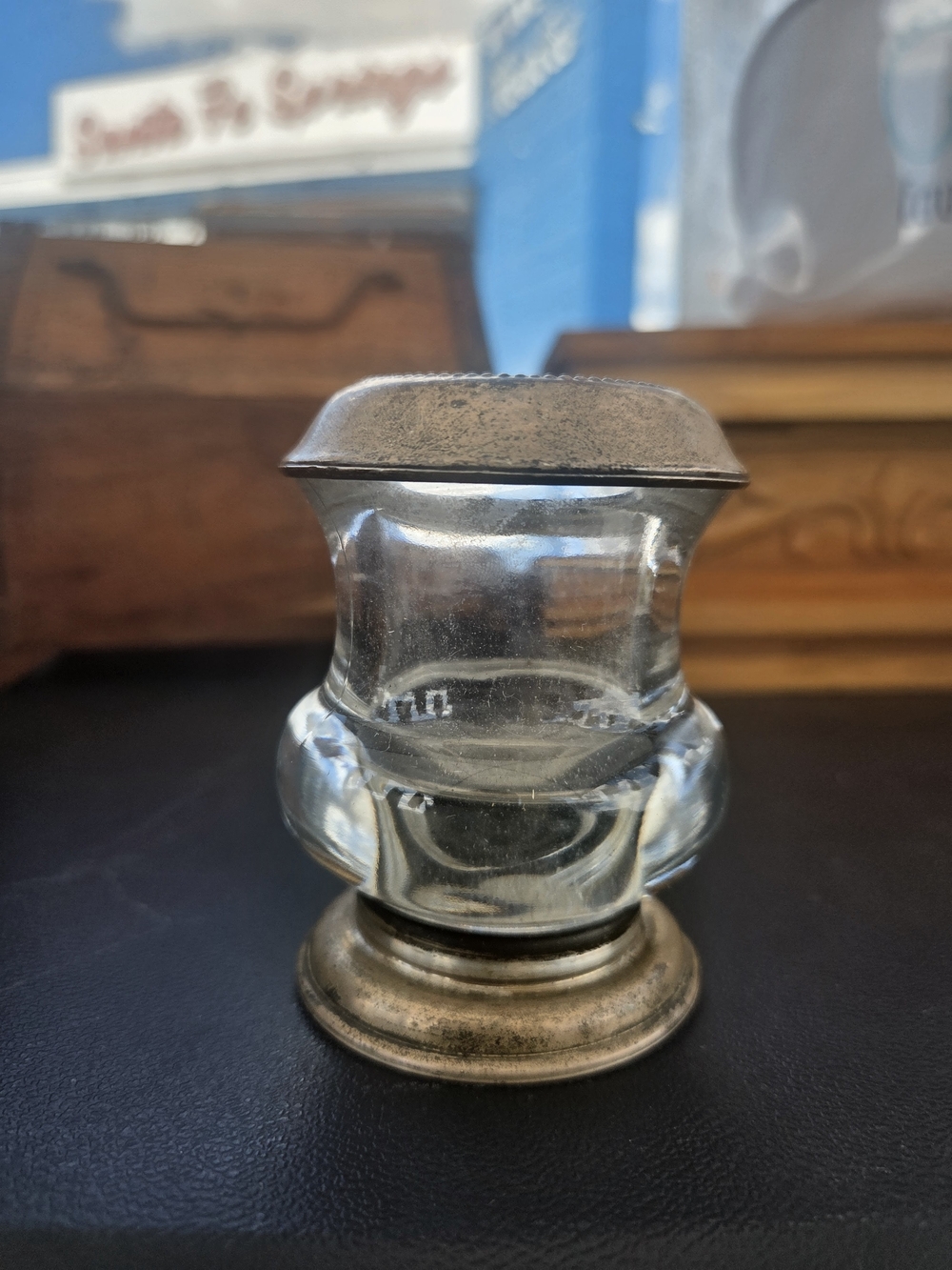 Vintage Clear Urn Silver Plate Trim 3"